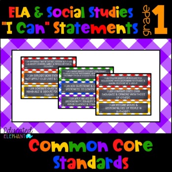 Preview of Primary Picnic Common Core "I Can" Statements - ELA & S.S. - First Grade (1st)