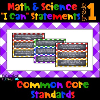 Preview of Primary Picnic Common Core"I Can" Statements - Math & Science- First Grade (1st)