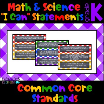 Preview of Primary Picnic Common Core "I Can" Statements - Math & Science - Kindergarten