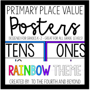 Preview of Primary Place Value Chart Posters - Rainbow Theme