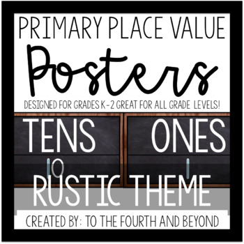 Preview of Primary Place Value Chart Posters - Rustic Theme