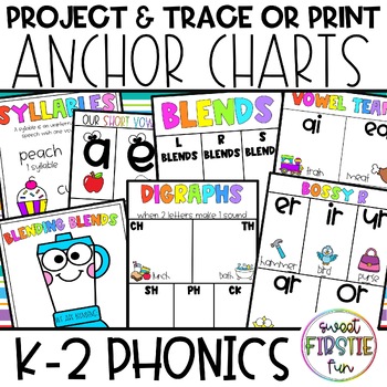 Preview of K-2 Primary Project and Trace Interactive Anchor Charts - Phonics