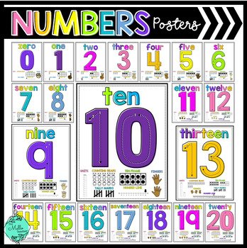Preview of Primary Colorful Numbers Posters 1-20