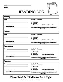 Preview of Primary Reading Logs