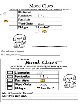 Preview of Primary Reading:  Mood Clues in Poetry for Primary Students