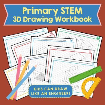Preview of Primary STEM workbook 3D Drawing K-3 Elementary STEAM Printable Art Robot