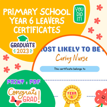 Preview of Primary School Leavers Year 6 Certificates "Most Likely To" Class of 2023 Gift