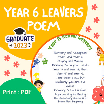 Preview of Primary School Year 6 leaver Gift Poem for End of Term Year - Class of 2023