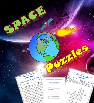 Preview of Primary Science: Space puzzles (Wordsearch, Crossword and Word Scramble)