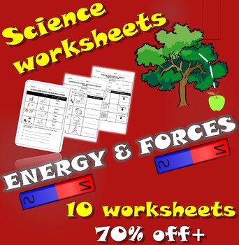 Preview of Primary Science worksheets: Forces and Energy Bundle (10 worksheets, 70% off)