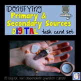 Primary & Secondary Sources DIGITAL Task Card Set (upper e