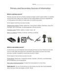 Primary & Secondary Sources Minilesson & Worksheet