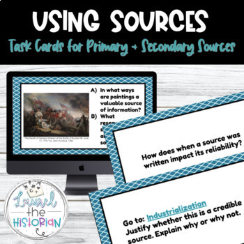 Preview of Primary & Secondary Sources Task Cards *Back to School*