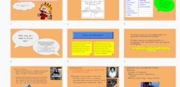 Preview of Primary/Secondary Sources Teaching Slides