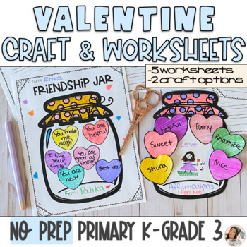 Preview of February Valentine's Day Primary Self-Love Friendship Jar SEL Bulletin Board