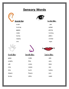 Preview of Primary Sensory Word List