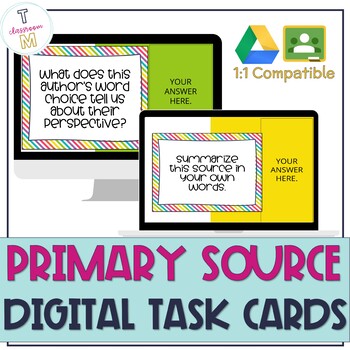 Preview of Primary Source Analysis DIGITAL Task Cards | Distance Learning