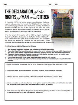 Primary Source Analysis: Declaration of the Rights of Man and Citizen