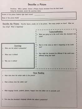 Preview of Primary Source Analysis Graphic Organizer