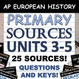 Primary Source Bundle - 25 SOURCES - AP Euro - Questions a