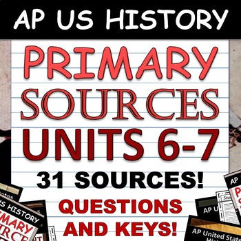 Preview of Primary Source Bundle - APUSH / AP US History - Questions and Keys - Period 6-7