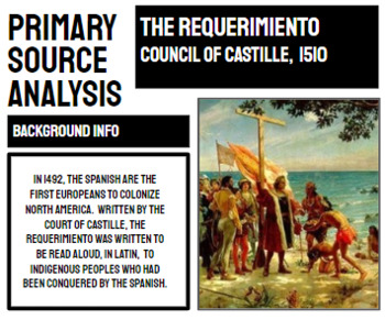 Preview of Primary Source Analysis: Spanish Colonization