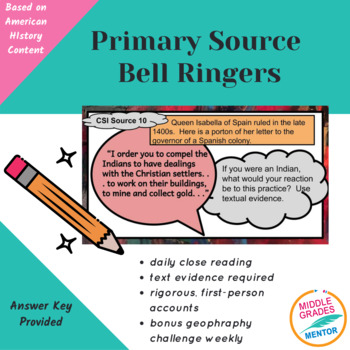 Preview of Primary Source Bell Ringers