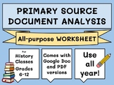 Primary Source Document Analysis Worksheet