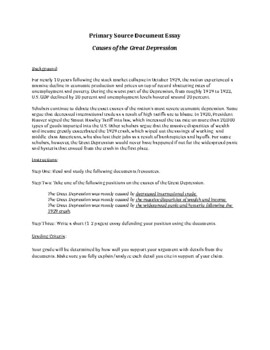 causes of the great depression document based essay answers