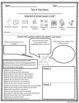 Primary Source Documents - Activities and Worksheets | TpT