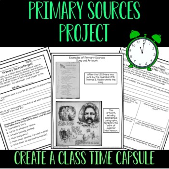 Preview of Primary Source/Firsthand Account Project for Class Time Capsule