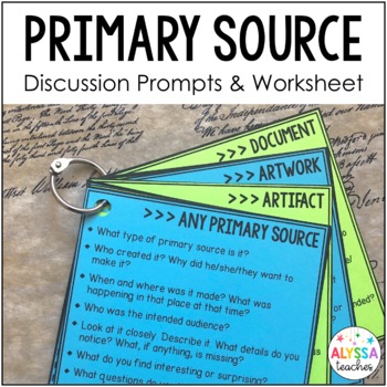 Preview of Primary Source Analysis Question Cards and Worksheet