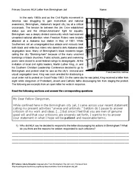 mlk letter from birmingham jail thesis statement
