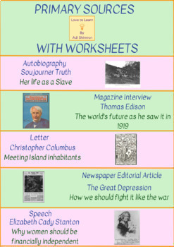 Preview of Primary Sources + Worksheets - Digital