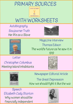 Preview of Primary Sources+Worksheets - Digital and Printable