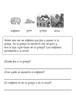 Primary Spanish Reading Short Passages With Questions And