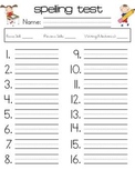 Primary Spelling Test Template