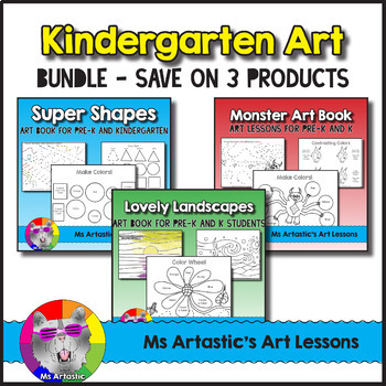 Preview of Kindergarten Art Book Activity Bundle, Art Lessons