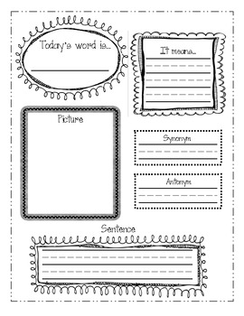 Primary Vocabulary Page by The Price of Teaching | TPT