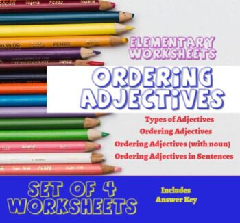 Preview of Elementary Worksheets: Ordering Adjectives / Print and Go!  No Prep Practice!