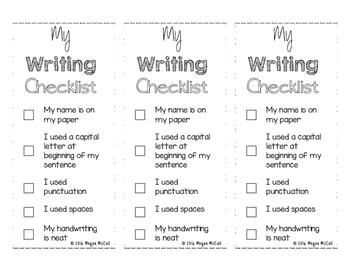 Primary Writing Checklist by Megan McCall | TPT