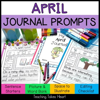 Preview of Primary Writing Journal Prompts | April