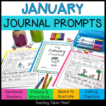 Preview of Primary Writing Journal Prompts | January