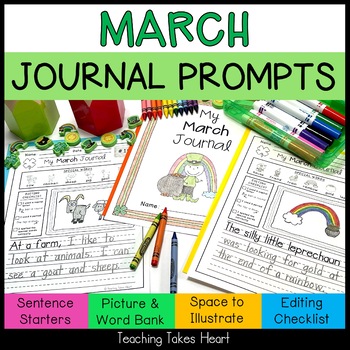 Preview of Primary Writing Journal Prompts | March