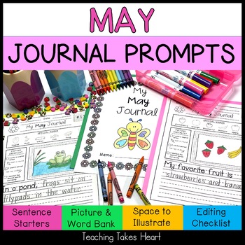 Preview of Primary Writing Journal Prompts | May