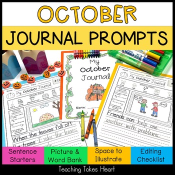 Preview of Primary Writing Journal Prompts | October