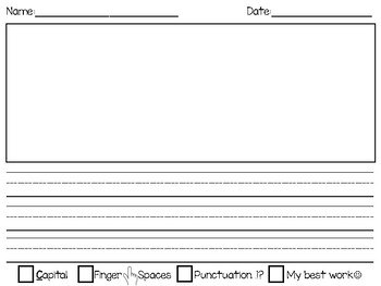 primary writing lined paper horizontal with check list tpt