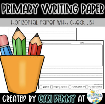 Preview of Primary Writing Lined Paper: Horizontal with Checklist