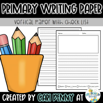 Preview of Primary Writing Lined Paper: Vertical with Checklist