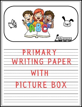 Preview of Primary Writing Paper With Picture Box: Wide Ruled With Dotted Midline